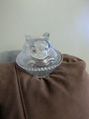 Clear Glass Bunny Trinket Dish - Home Art Decorative Bowl